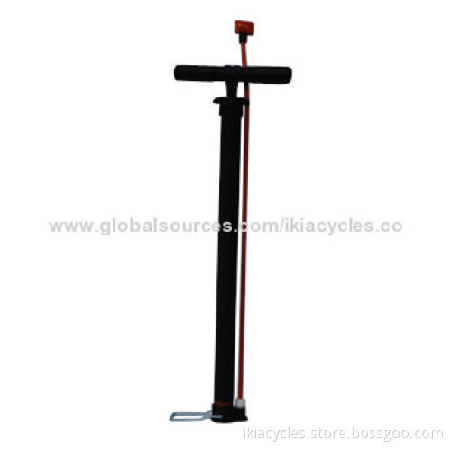 Bike Pump, Strong Handle with Screw, Classical Black Cloth Grain, 40mm Outer Pipe, Red PU Connect
